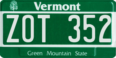 VT license plate ZOT352