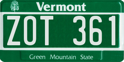 VT license plate ZOT361