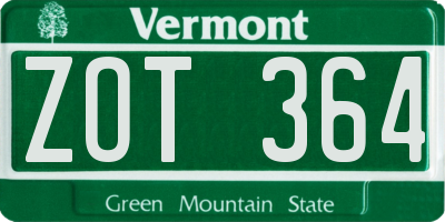 VT license plate ZOT364
