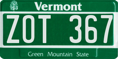 VT license plate ZOT367