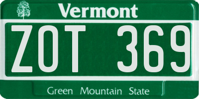 VT license plate ZOT369