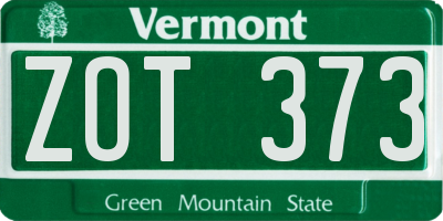 VT license plate ZOT373