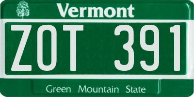 VT license plate ZOT391