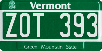 VT license plate ZOT393