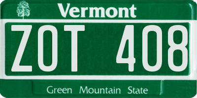 VT license plate ZOT408