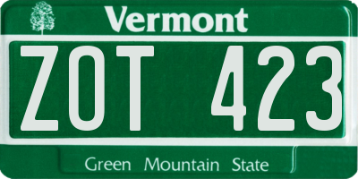 VT license plate ZOT423