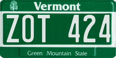 VT license plate ZOT424