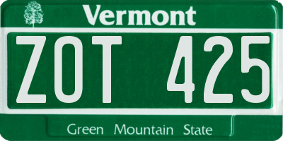 VT license plate ZOT425