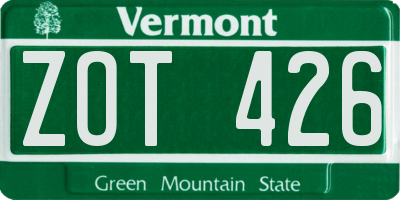 VT license plate ZOT426