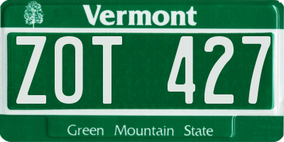 VT license plate ZOT427