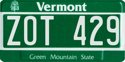 VT license plate ZOT429
