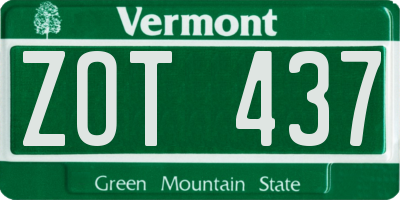 VT license plate ZOT437