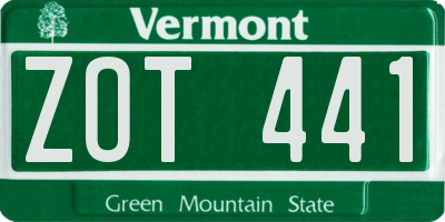 VT license plate ZOT441