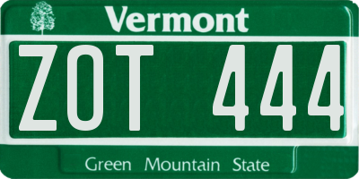 VT license plate ZOT444