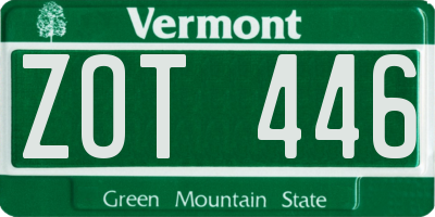 VT license plate ZOT446