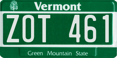 VT license plate ZOT461