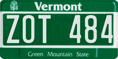 VT license plate ZOT484