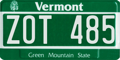 VT license plate ZOT485