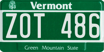 VT license plate ZOT486