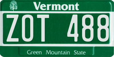 VT license plate ZOT488