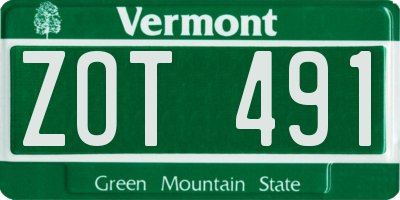 VT license plate ZOT491