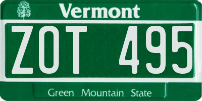 VT license plate ZOT495