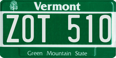 VT license plate ZOT510