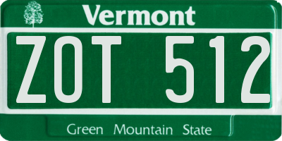 VT license plate ZOT512
