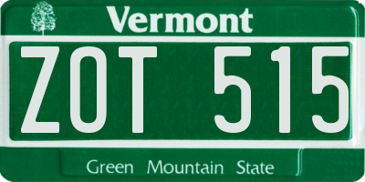 VT license plate ZOT515