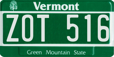 VT license plate ZOT516