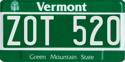 VT license plate ZOT520