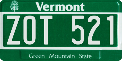 VT license plate ZOT521