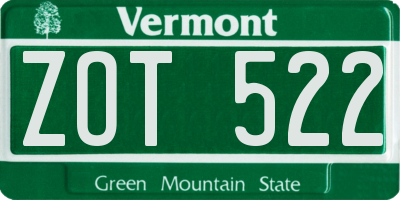 VT license plate ZOT522