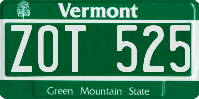 VT license plate ZOT525