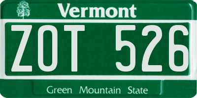 VT license plate ZOT526