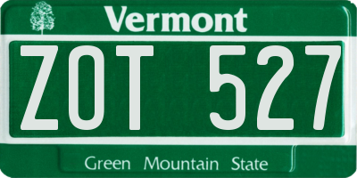 VT license plate ZOT527