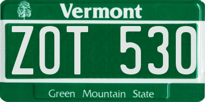 VT license plate ZOT530