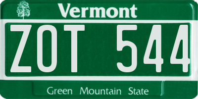 VT license plate ZOT544