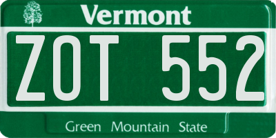VT license plate ZOT552