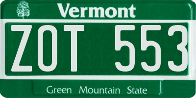 VT license plate ZOT553