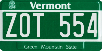 VT license plate ZOT554
