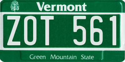 VT license plate ZOT561