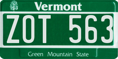 VT license plate ZOT563
