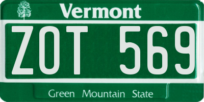 VT license plate ZOT569