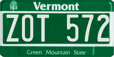 VT license plate ZOT572
