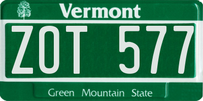 VT license plate ZOT577