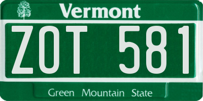VT license plate ZOT581