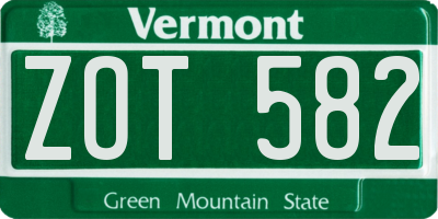 VT license plate ZOT582