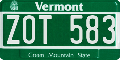 VT license plate ZOT583