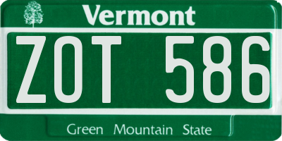 VT license plate ZOT586